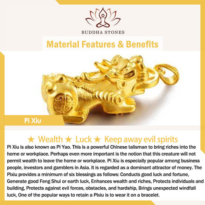 Buddha Stones Electroplating Golden Double Pixiu Wealth Bracelet