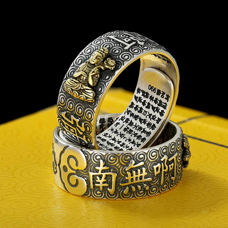 Buddha Stones Chinese Zodiac Natal Buddha Wealth Luck Adjustable Ring