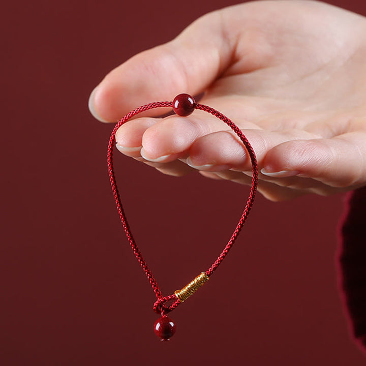 Buddha Stones Natural Cinnabar Red Agate Blessing Red String Bracelet