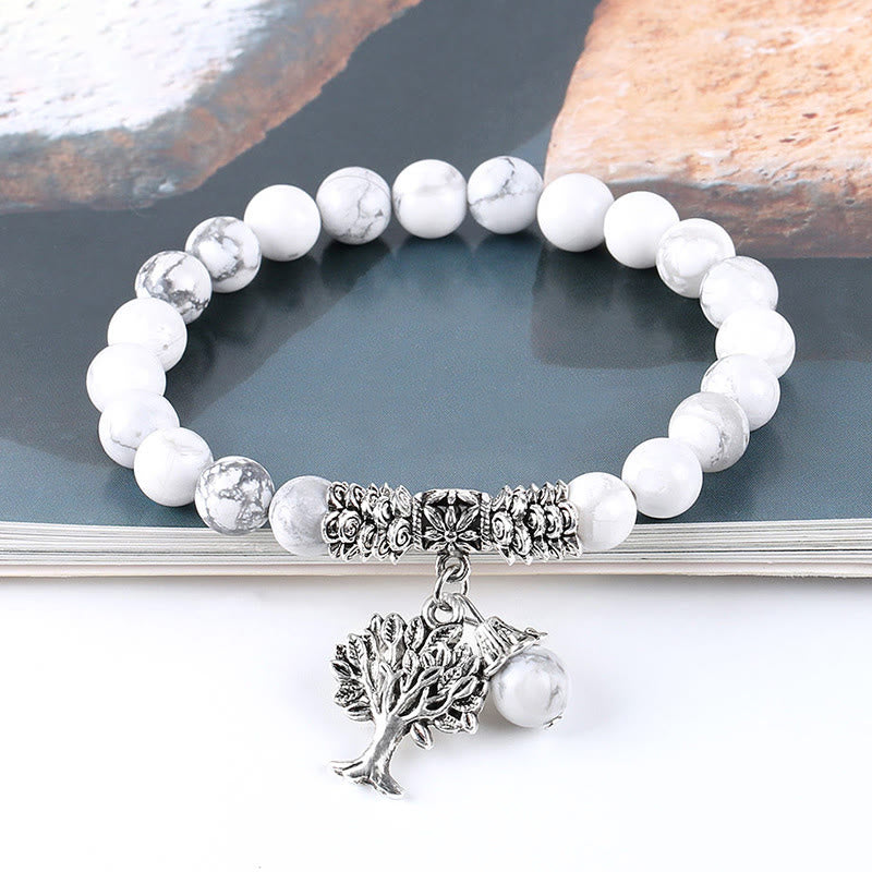 Buddha Stones Natural Gemstone Tree of Life Lucky Charm Stretch Bracelet