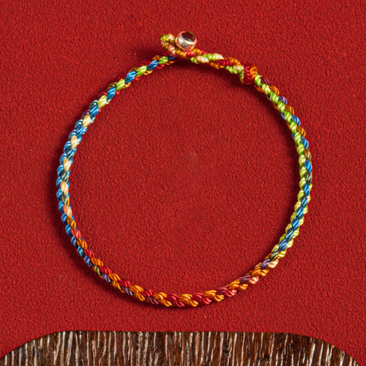 "May you be blessed with peace and safety in all four seasons" Lucky Multicolored Bracelet