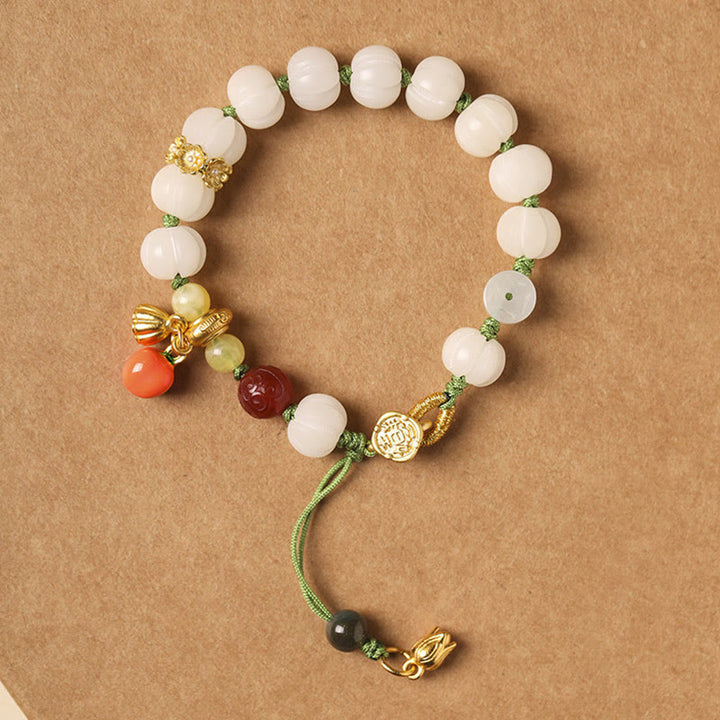 Buddha Stones Natural Bodhi Seed Lotus Pumpkin Bead Peace Harmony Bracelet