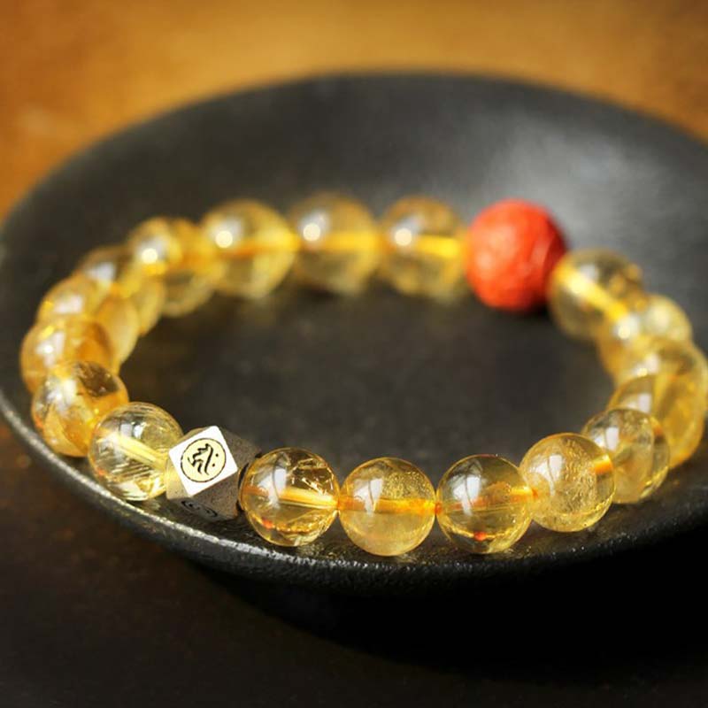 Chinese Zodiac Natal Buddha Citrine Cinnabar Blessing Bracelet