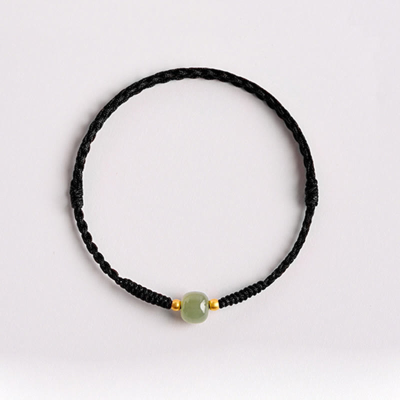 Buddha Stones Handmade Jade Lucky Bead Prosperity Braided Bracelet