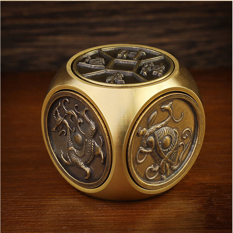 Buddha Stones Four Beasts Feng Shui Yin Yang Bagua Copper Coin Harmony Rotatable Decoration