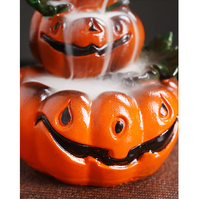 Halloween Pumpkins Ghost Resin Backflow Smoke Fountain Incense Burner Decoration