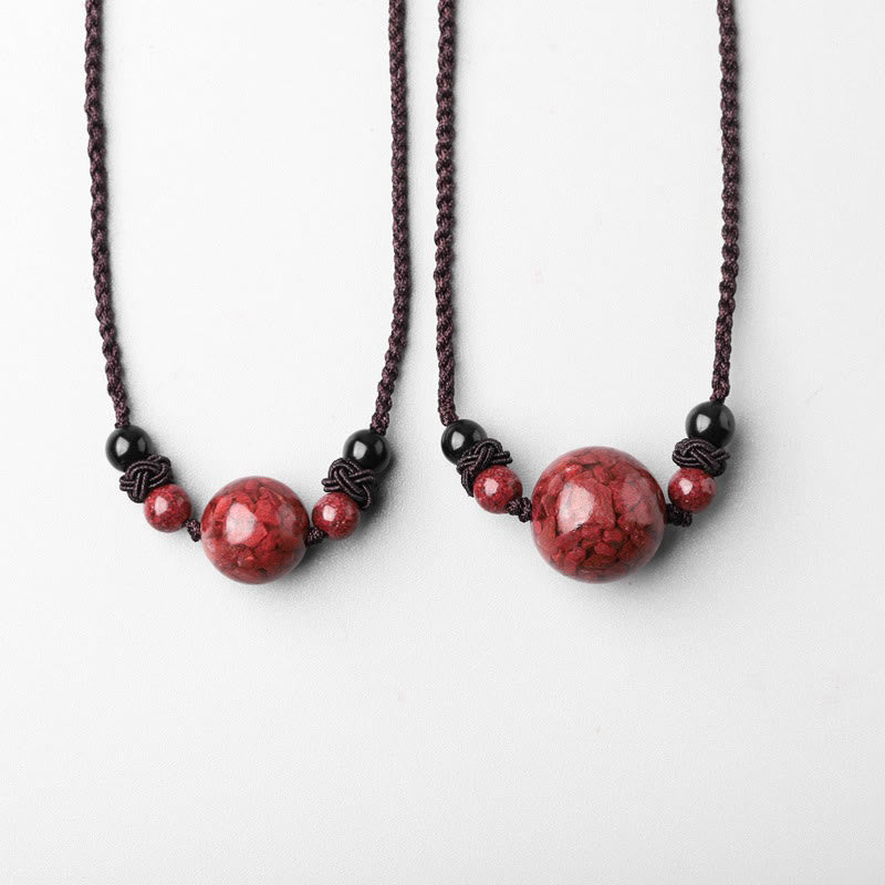 Buddha Stones Natural Cinnabar Stones Bead Blessing Necklace Pendant