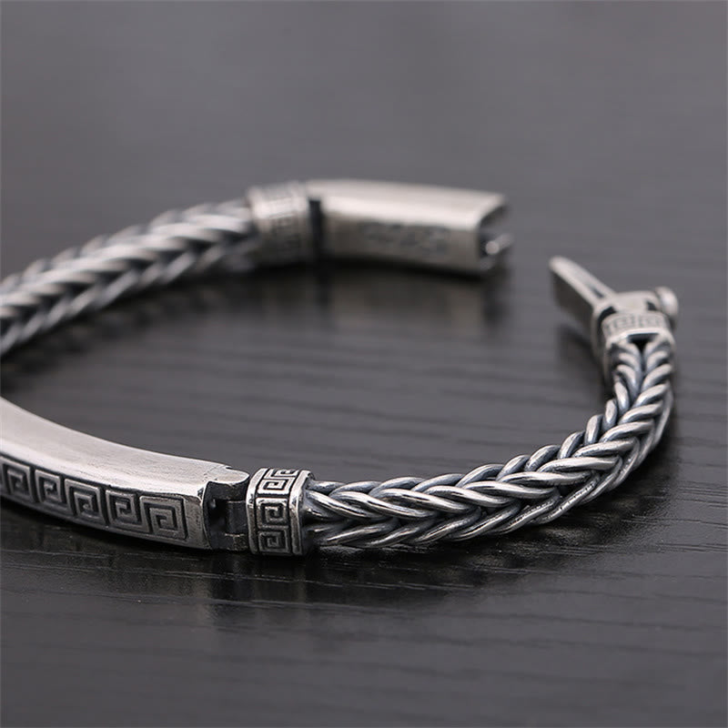 Swastika Pattern Engraved Luck Bracelet