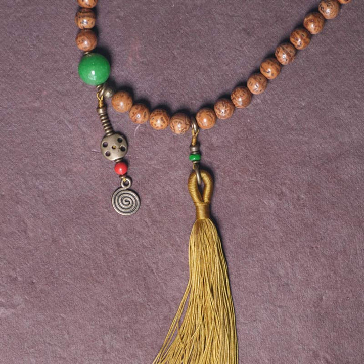 108 Mala Beads Bodhi Seed Wisdom Peace Tassel Bracelet