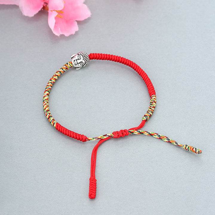 Buddha Stones Handmade Colorful King Kong Knot Buddha Serenity String Bracelet