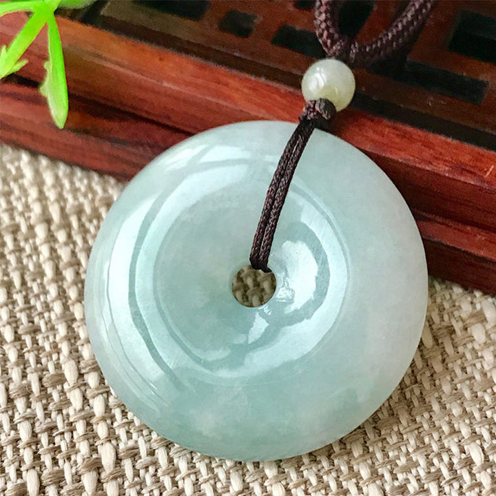 Buddha Stones Round Jade String Luck Necklace Pendant