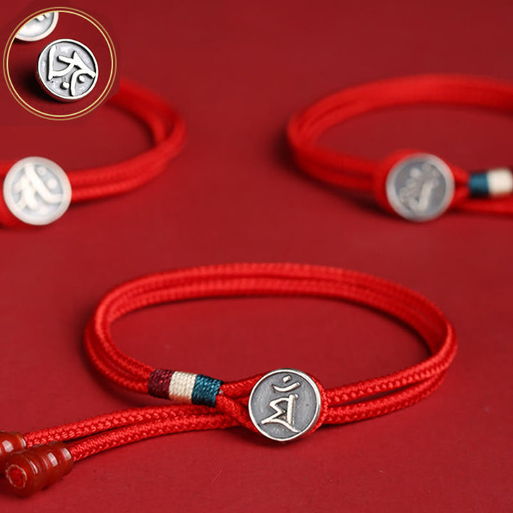 Buddha Stones 925 Sterling Silver Chinese Zodiac Luck Braided Red String Double Layer Bracelet