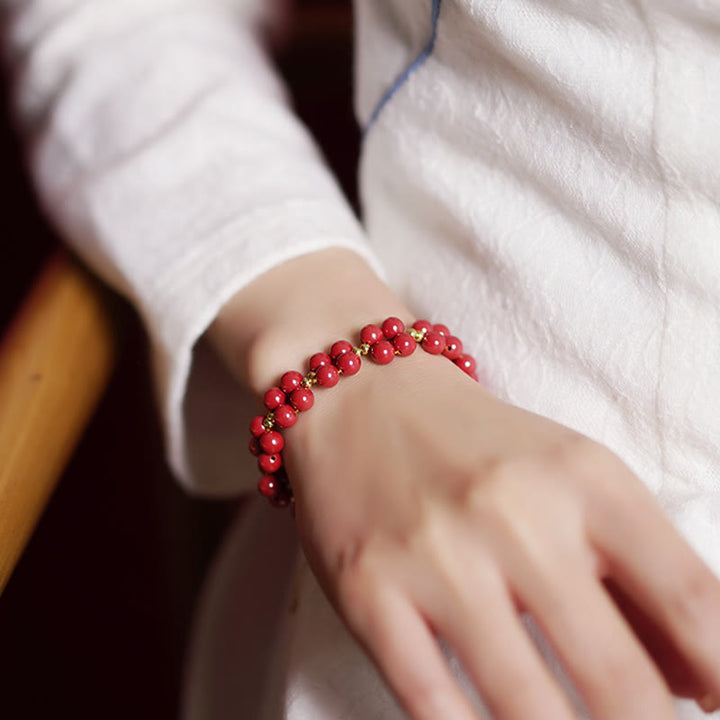 Buddha Stones Natural Cinnabar Beaded Blessing Bracelet