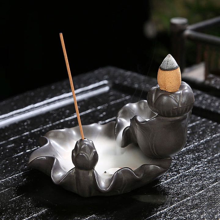 Buddha Stones Koi Fish Lucky Incense Burner Decoration