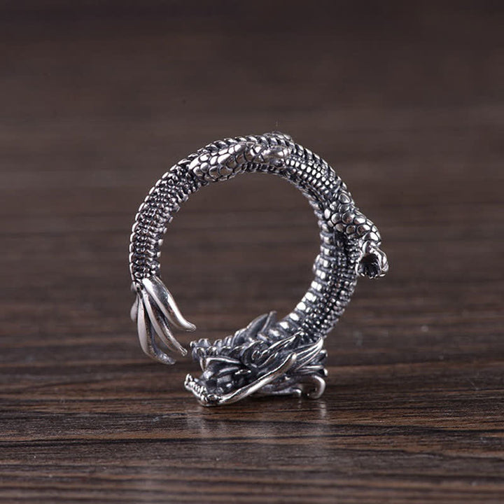 925 Sterling Silver Dragon Luck Protection Ring