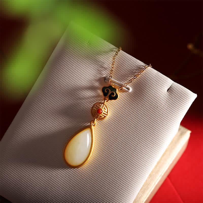 925 Sterling Silver Hetian White Jade Water Drop Chain Necklace Pendant Bracelet