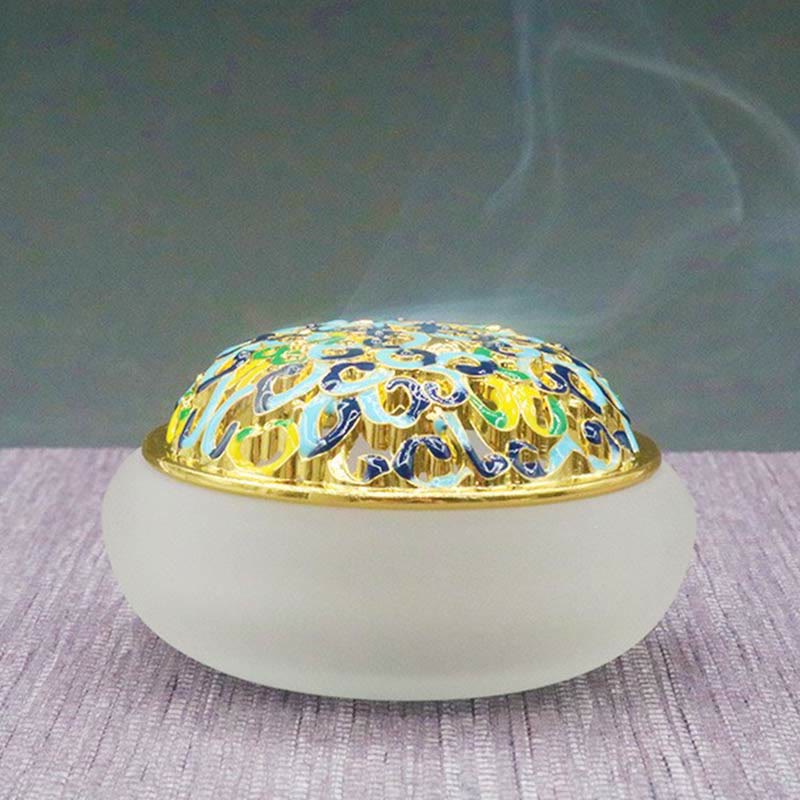 Lotus Liuli Crystal Healing Meditation Incense Burner