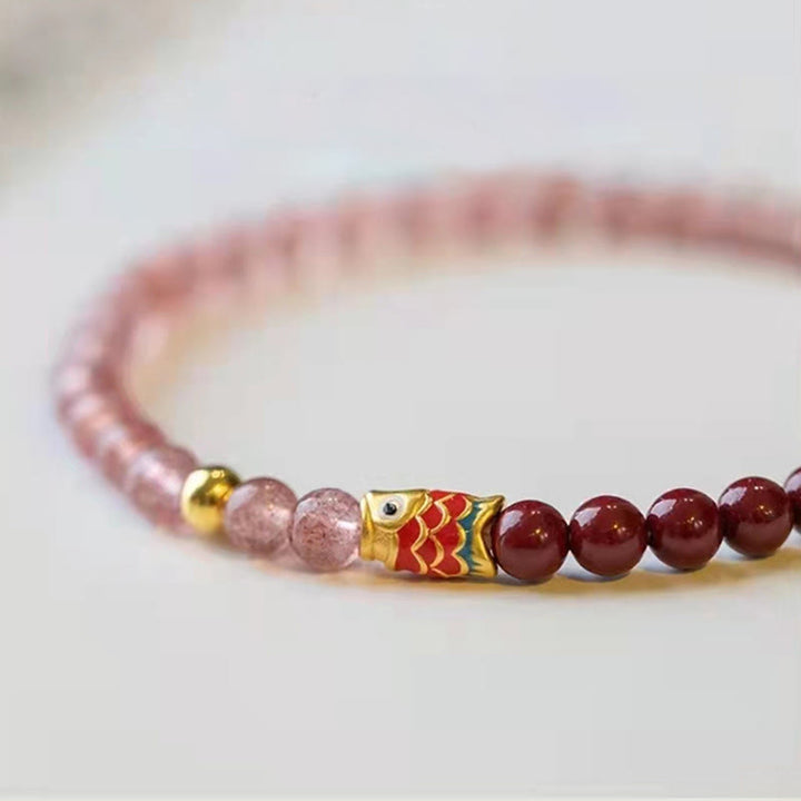 FREE Today: The Wealth and Prosperity Koi Fish Quartz Cinnabar Lucky Healing Bracelet