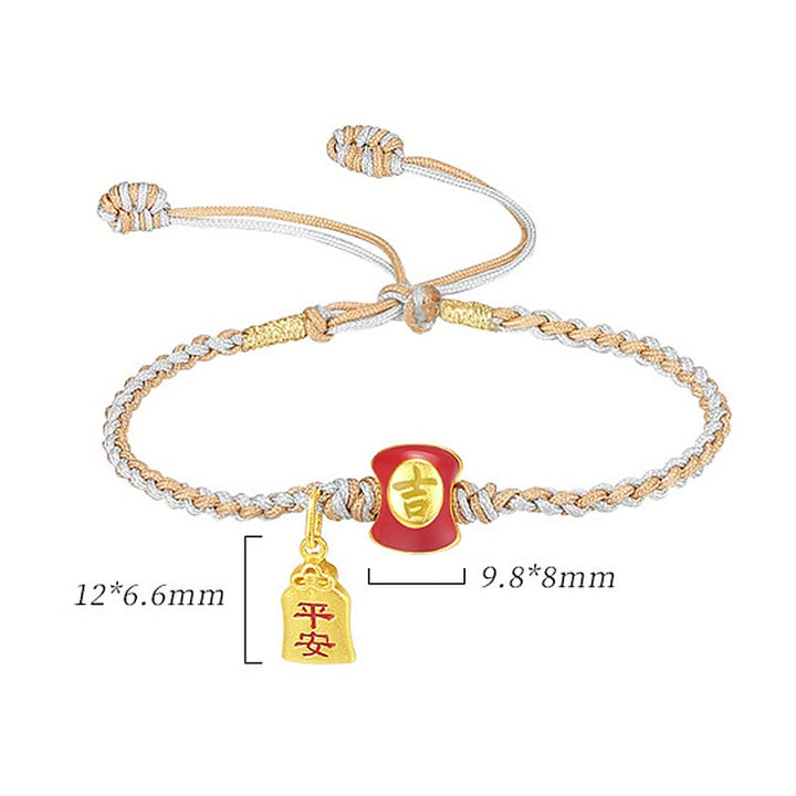 Buddha Stones 925 Sterling Silver Handmade Auspicious Chinese Character Blessing Braided String Bracelet