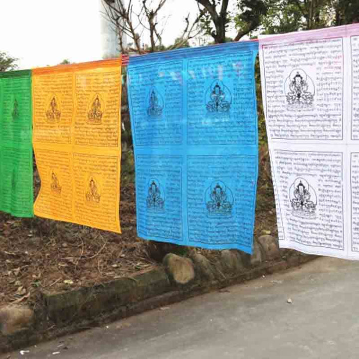 Tibetan 5 Colors Windhorse Auspicious Outdoor 25 Pcs Prayer Flag