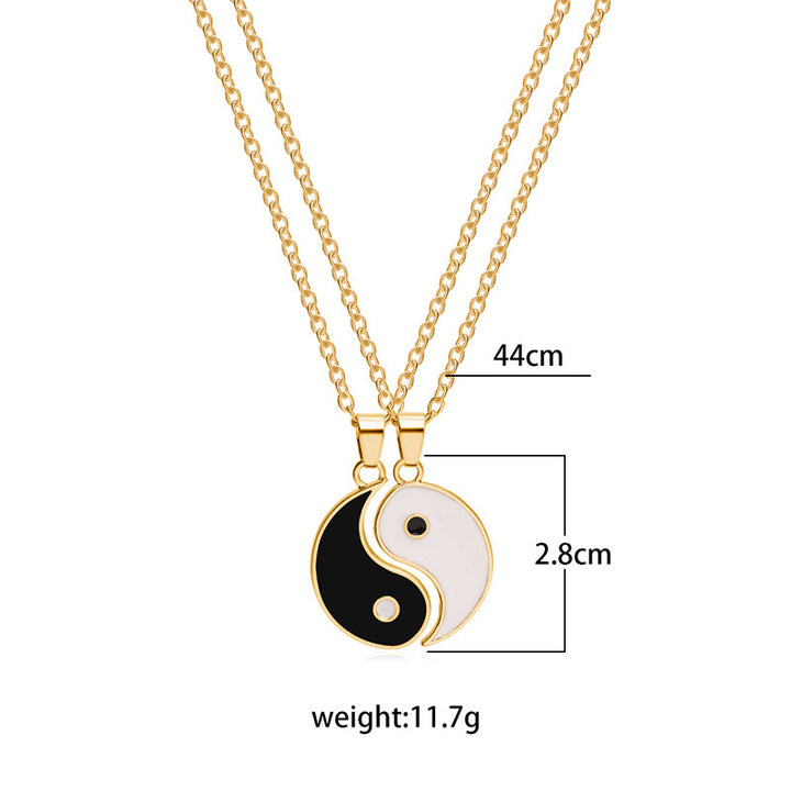 Buddha Stones Yin Yang Hematite Pendant Couple Necklace