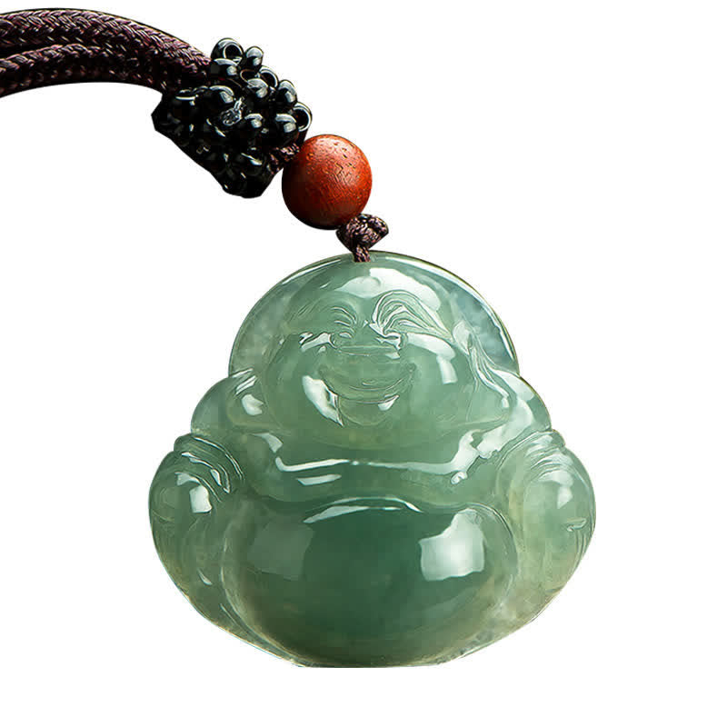 Laughing Buddha Jade Abundance String Necklace Pendant