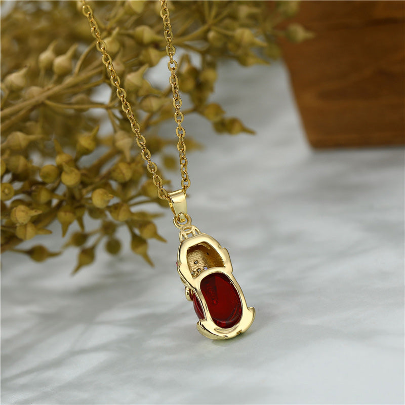 Buddha Stones Natural Garnet Pixiu Fortune Necklace