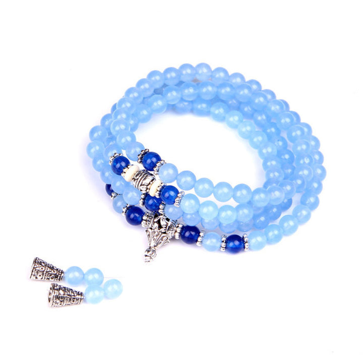 108 Beads Blue Crystal Healing Bracelet Mala