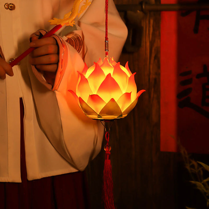 DIY Lotus Flower Dragon Lantern Tassel Lamp Decoration