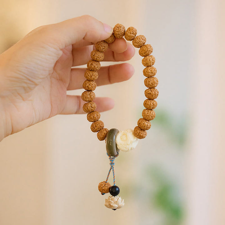 Buddha Stones Tibet Rudraksha Bodhi Seed Amulet Wealth Luck Bracelet