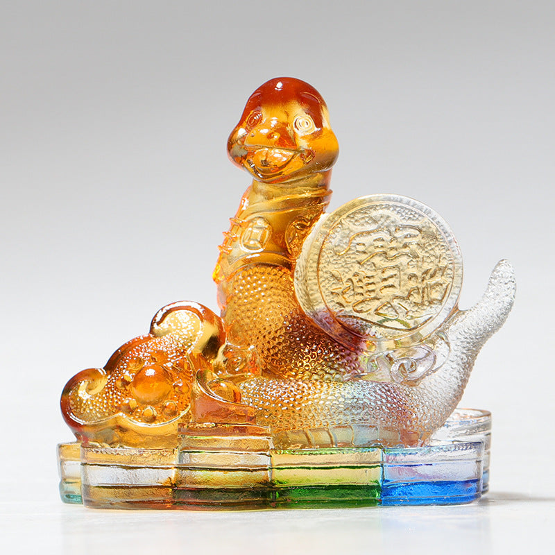 Buddha Stones Year of the Dragon Handmade 12 Chinese Zodiac Liuli Crystal Art Piece Protection Home Office Decoration