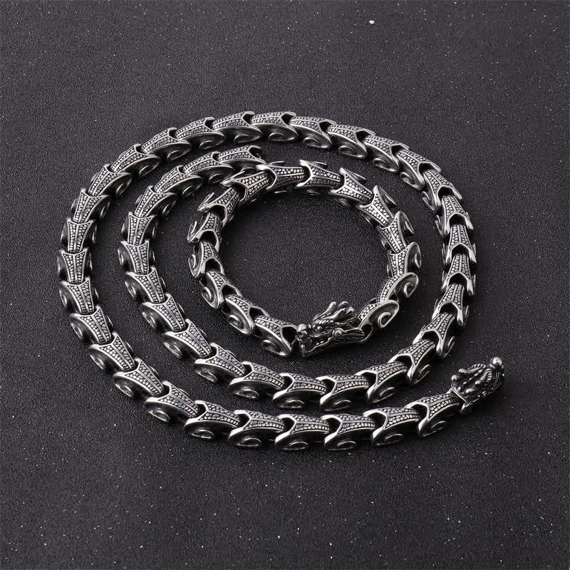 Dragon Pattern Titanium Steel Protection Necklace Pendant Bracelet