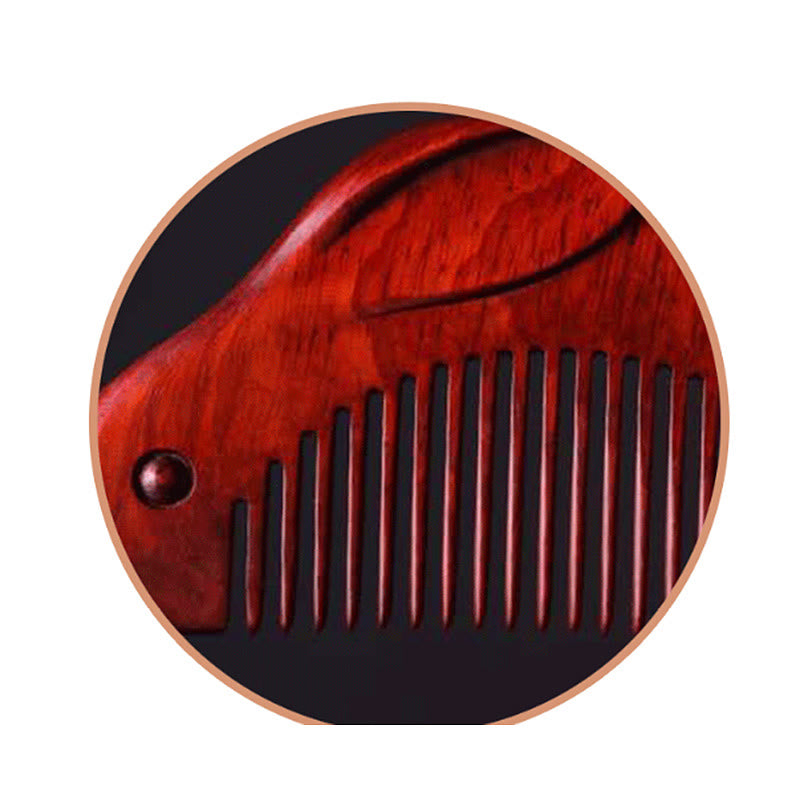 Small Leaf Red Sandalwood Cute Bunny Rabbit Sooth Comb With Gift Box