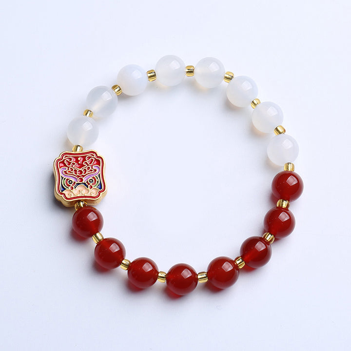 Buddha Stones Red Agate White Agate Strength Healing Bracelet