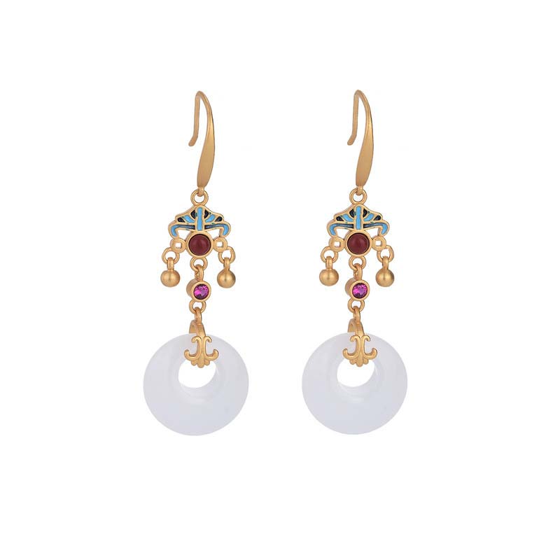 FengShui White Jade Blessing Drop Earrings (Extra 35% Off | USE CODE: FS35)