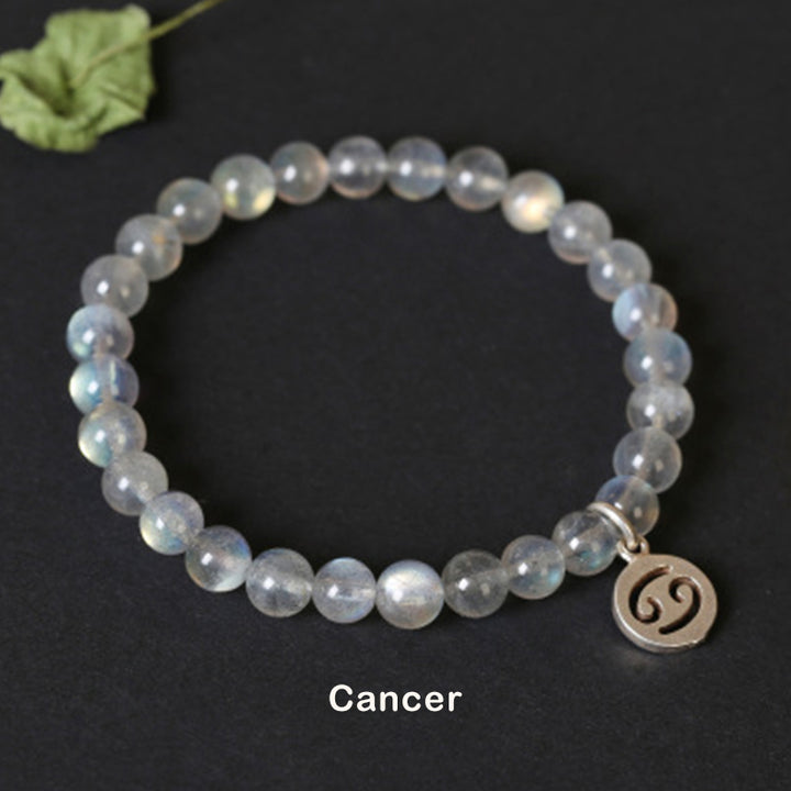 12 Constellations of the Zodiac Moonstone Charming Bracelet