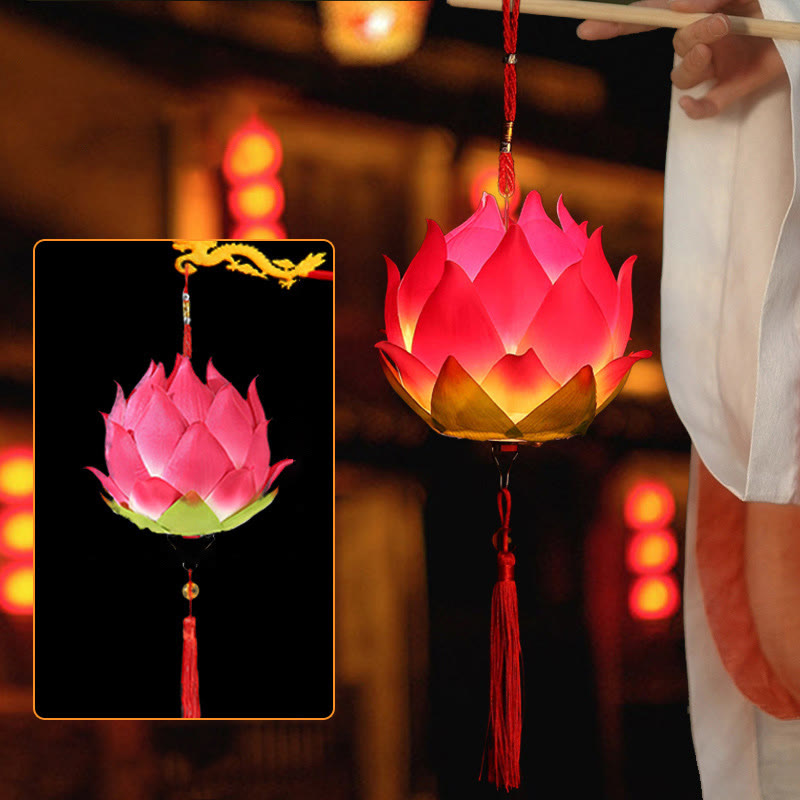 DIY Lotus Flower Dragon Lantern Tassel Lamp Decoration