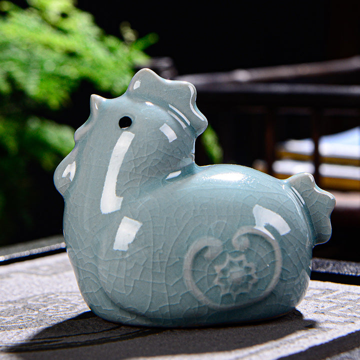 Buddha Stones Chinese Zodiac Wealth Ceramic Tea Pet Home Figurine Decoration