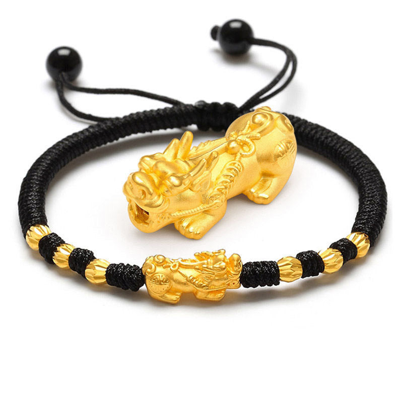 Buddha Stones Double Pixiu Wealth String Bracelet