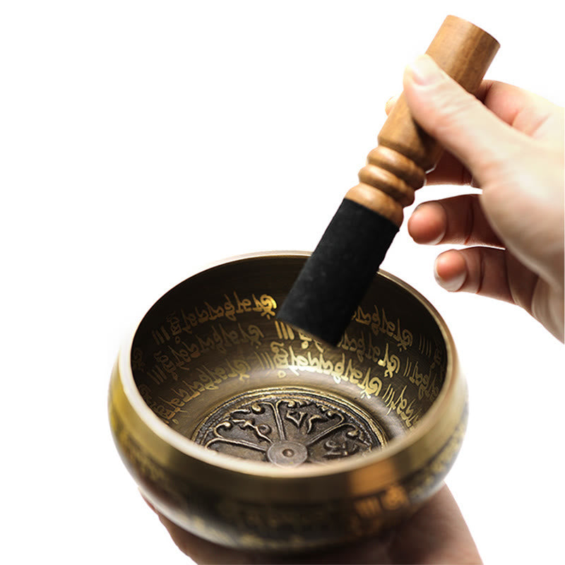 Buddha Stones Tibetan Meditation Sound Bowl Handcrafted for Healing and Mindfulness Singing Bowl Set