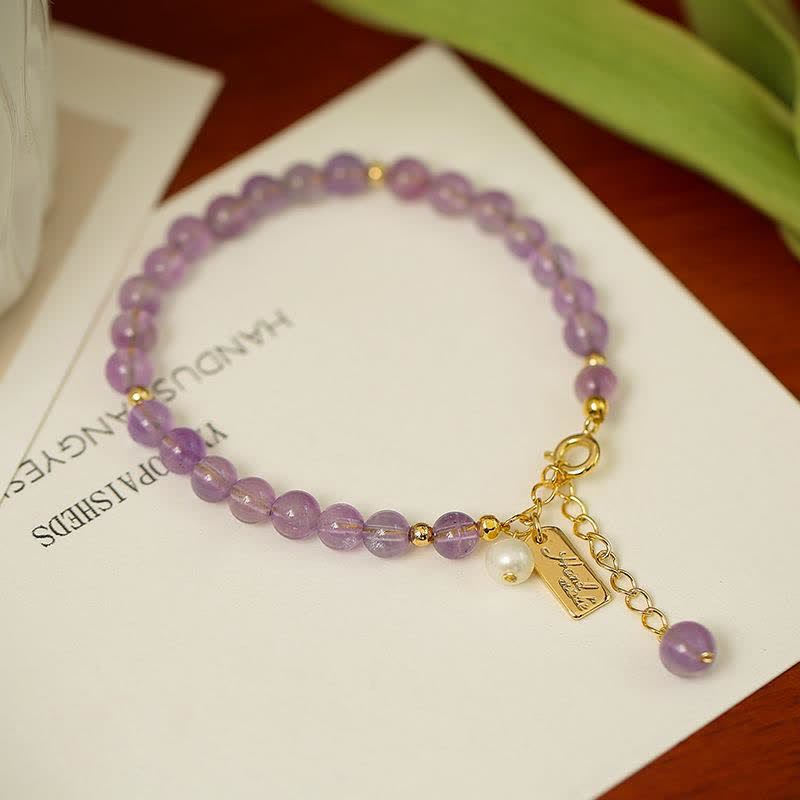 Natural Amethyst Crystal Relieves Stress Bracelet