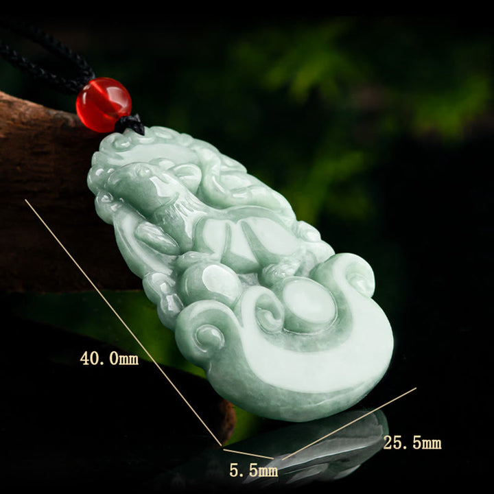 Buddha Stones Natural Green Jade 12 Chinese Zodiac Luck Prosperity Necklace Pendant