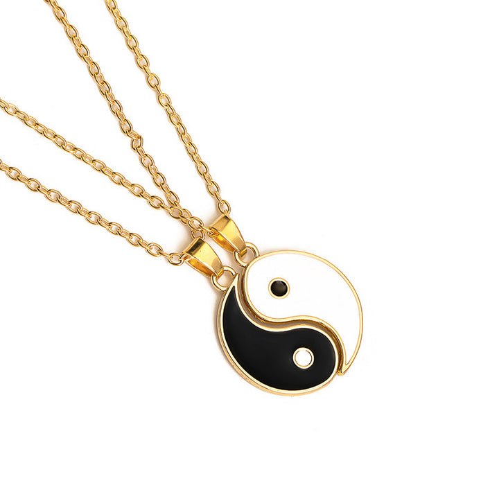 Buddha Stones Yin Yang Hematite Pendant Couple Necklace