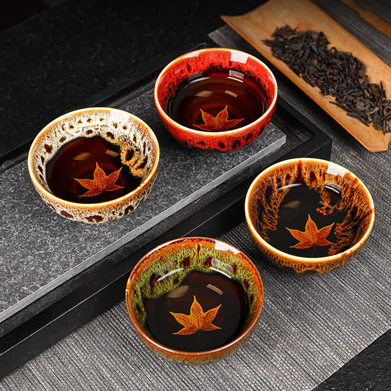 Maple Leaf Colorful Ceramic Teacup Home Tea Cups