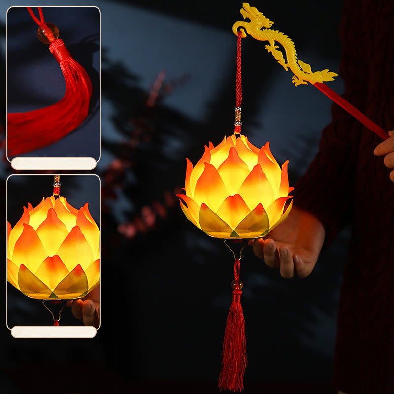 DIY Lotus Flower Dragon Lantern Tassel Lamp Decoration