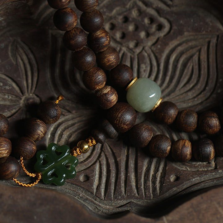 108 Mala Beads Nha Trang Bai Qinan Agarwood Jade 999 Gold Peace Bracelet (Only one in stock)