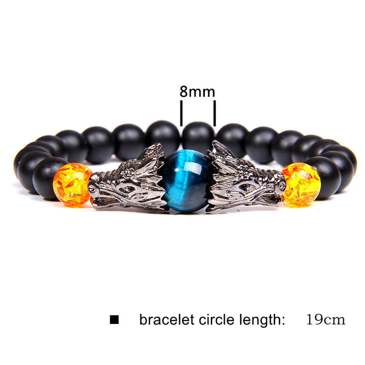 Frosted Stone Tiger Eye Dragon Courage Strength Bracelet