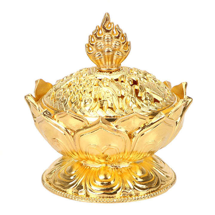 Buddha Stones Tibetan Lotus Shaped Purify Incense Burner