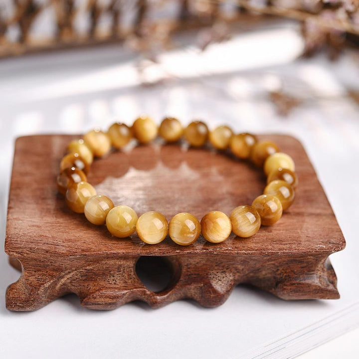 Buddha Stones  Anxiety Stress Healing Crystal Tiger Eye Bead Bracelet