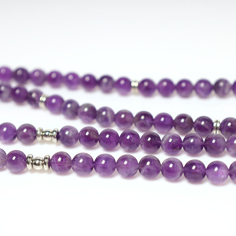 Buddha Stones Natural Amethyst Purification Mala Bracelet